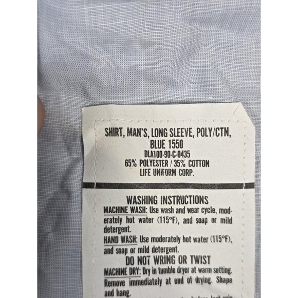 Vtg US Air Force Uniform Shirt Men 16.5x34 Blue Long Sleeve Rank Chevrons 90s - Picture 2 of 7